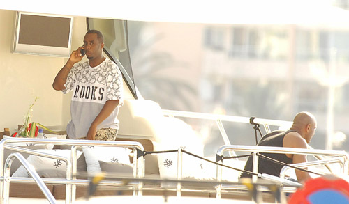 Diddy chilling on his yacht in Ibiza