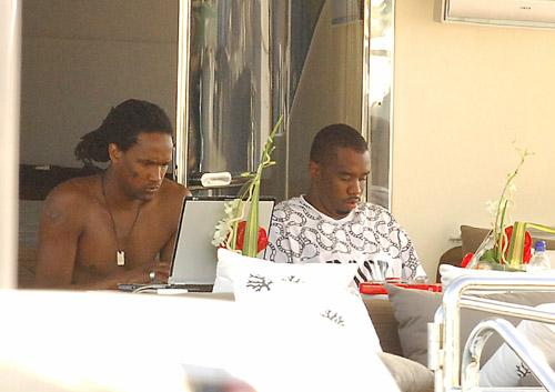 Diddy chilling on his yacht in Ibiza