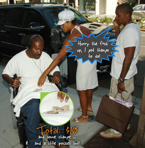 Nas and Kelis give $10 to a homeless dude in Beverly Hills